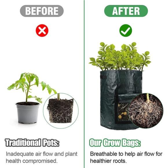 4Pack 10Gallon Garden Potato Grow Bags with Flap and Handles Aeration Fabric Pot - Picture 3 of 6